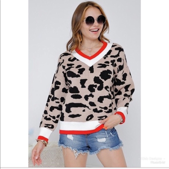 ❤️LAST 1! V Neck Multi Print Soft Leopard Sweater! - Picture 4 of 8